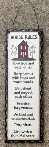 wd477hr House Rules wood sign
