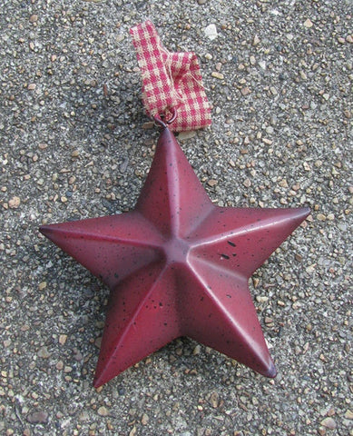 Christmas Ornament  WD1616 - Burgundy Star w/ Homespun Ribbon  Metal