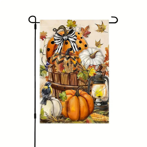EE94094 Autumn Pumpkin Harvest Garden Flag, Autumn Maple Leaf
