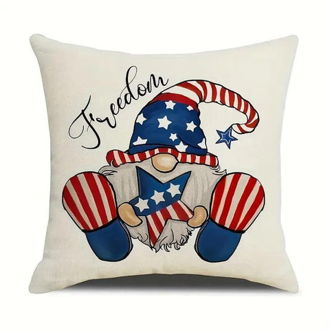 CG75157 freedom gnome star and stripes throw pillow cover