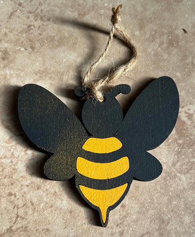 Black bee wood ornament
