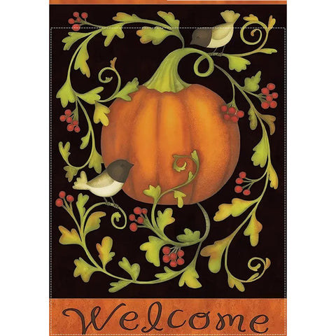 DF2209518 Double-Sided Autumn Thanksgiving Garden Flag - Orange Pumpkin