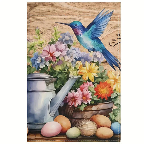 NY67931 Bird Flower Print Garden Flag, Burlap Double Sided
