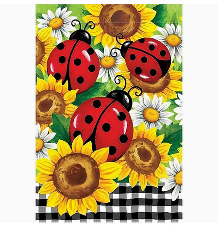 ND1495992 Charming Sunflower & Ladybug Garden Flag - Durable Polyester, Vibrant