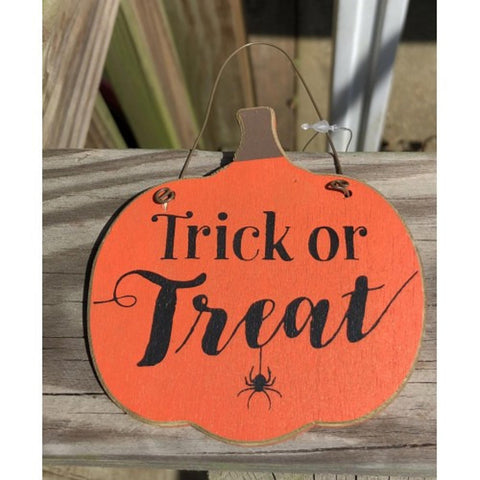 SignGJHF7063TT - Trick or Treat Wood Pumpkin