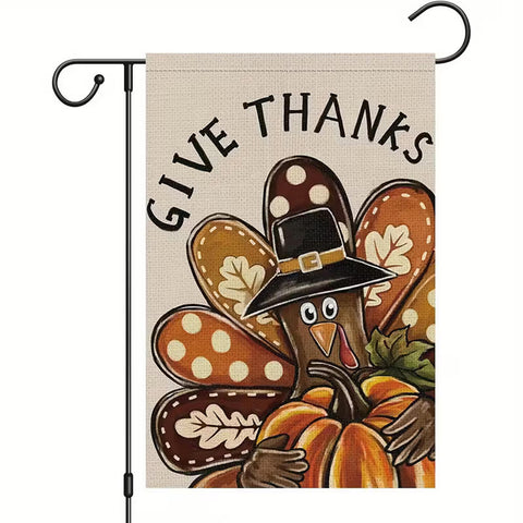 BM2870165  Double-Sided Polyester Thanksgiving Garden Flag Turkey with Pumpkin