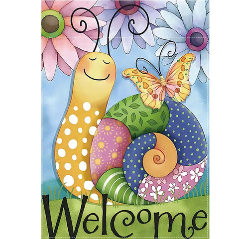 BF1584575 Double-Sided Waterproof Burlap Garden Flag -  Snail & Butterfly