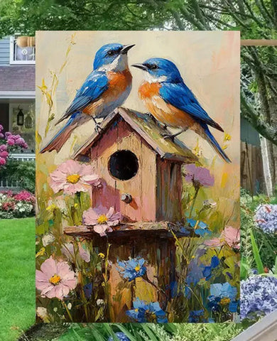 MM1019662 Rustic Bluebird & Flowers Garden Flag, Double-Sided Waterproof polyest