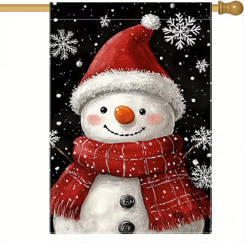 KC8562792 Snowman Garden Flag, A  Winter Snowman with A Scarf Double Sided
