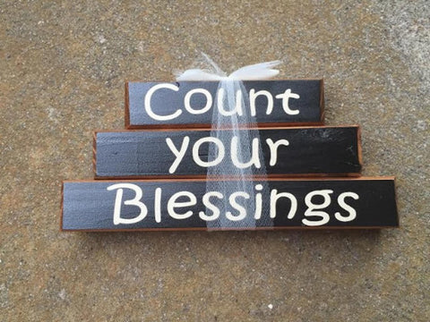 Primitive Wood Blocks  29SB Count Your Blessing Stacking  set of 3