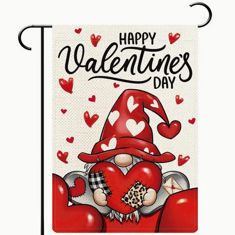 PX43831  Happy Valentine's Day Red Gnome Garden Flag
