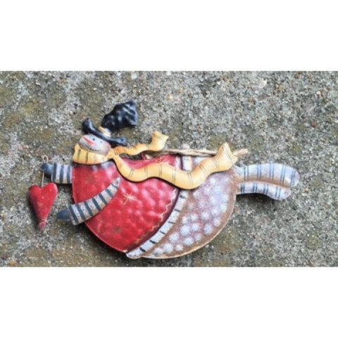 505-24YSTH - Red Vest Top Hat Metal Snowman Ornament