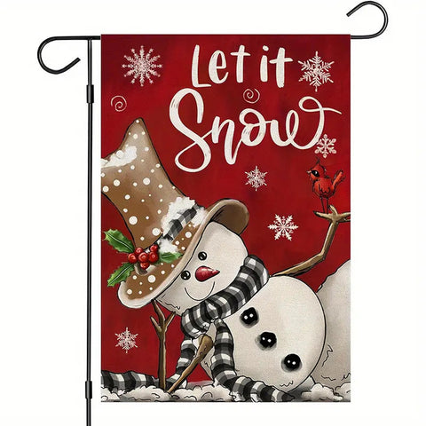 VK304030 Christmas Garden Flag - Double-Sided Polyester Snowman with Top Hat