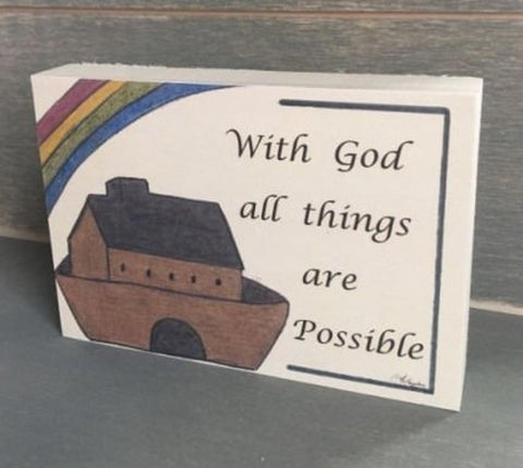 Wood Sign - B119 With God all things are Possible