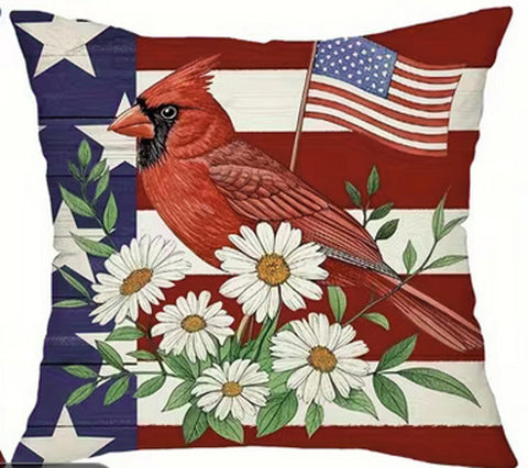 WD4108271 Cardinal Flowers Flag Throw Pillow Cover (NO INSERT)