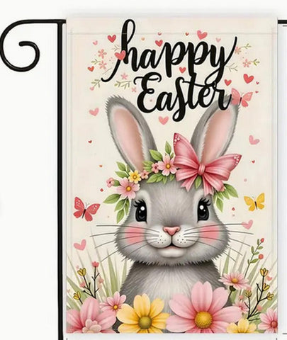 NY853637 Spring Rabbit Garden Flag - Double sided, Easter Happy