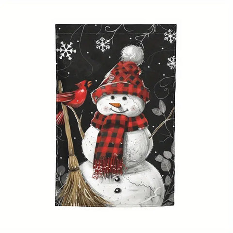 VY138792 Snowman garden flag with cardinal