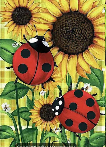 47MWK5X6V2 Sunflower Ladybug Double-sided Garden Flag, Polyester Material