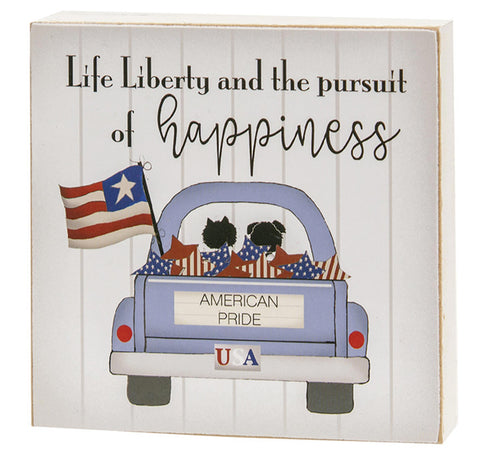 G36091 Life Liberty and the pursuit of happiness wood block
