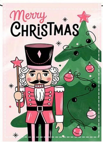 TD5517504 Christmas Nutcracker & Tree Garden Flag - Double-Sided Washable polyes