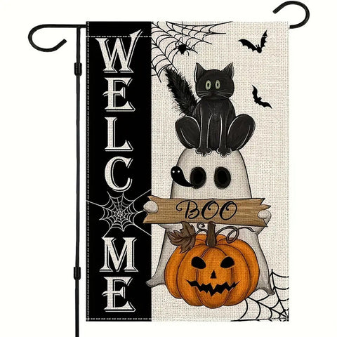 CG127675  Halloween Ghost Cat Boo Garden Flag double sided