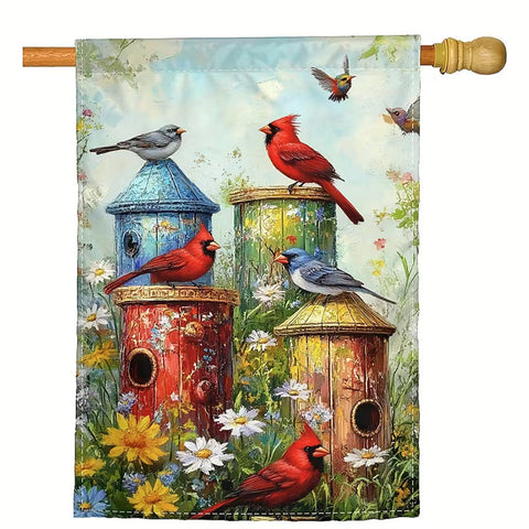 DY11960845 Spring Summer Floral Birds and Birdhouses Garden Flag Floral Durable