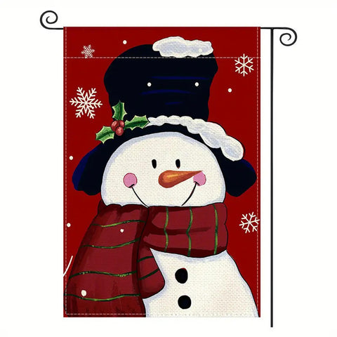 FA221213 Christmas Festive Snowman with Red Scarf & Snowflake, Double-Sided