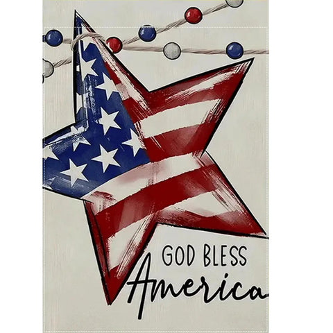 LM2801315  Patriotic Independence Day Star Garden Flag - Double-Sided Burlap,