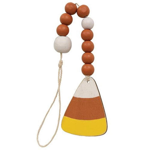 37317 Orange & White Beaded Candy Corn Ornament
