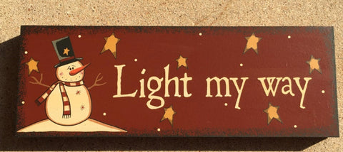 Solid wood Block - Christmas Wood Blocks - Light my Way Measures 4 inches high b
