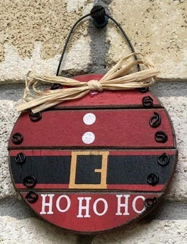 Ho Ho Ho Santa Ball Wood Ornament