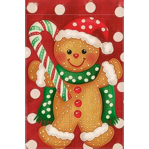 LW9090198 Gingerbread Man & Candy Cane Christmas Garden Flag - Double-Sided