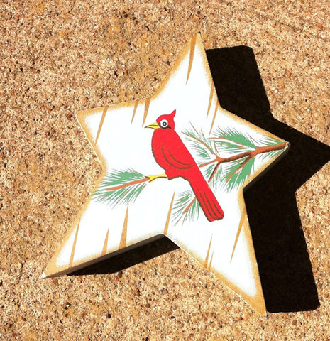 Prmitive Wood Standing Star 916 Cardinal