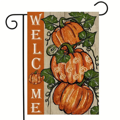 YT122175  Autumn welcome pumpkin garden flag double sided