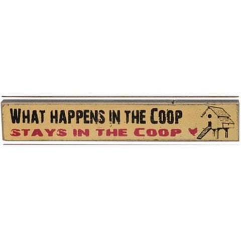 33528WH What Happens in the Coop, Stays in the Coop MINI wood block