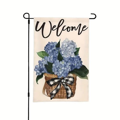 JC3716972  Charming Hydrangea Welcome Garden Flag - Double-Sided