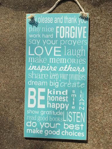 wd 01025 - Life Rules wood sign