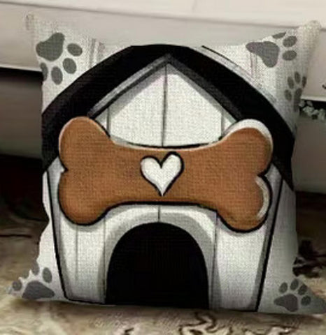 BP4067824 Dog House Bone Heart Paw Print Throw Pillow Cover (NO INSERT)