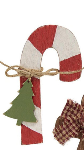 37335 Candy cane wood ornament