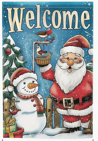 VG189878 Santa & Snowman Christmas Garden Flag - Durable Double-Sided
