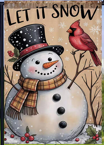 CB6973561 Winter Wonderland Snowman Garden Flag with "Let It Snow"