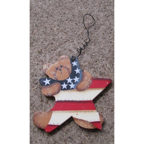 Patriotic Decor 1179 - Bear on wood star