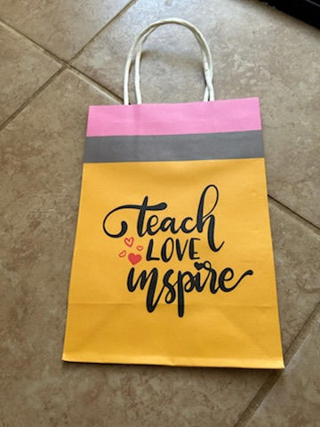 Teacher Appreciation Gift Bag Kraft Paper Teach Love Inspire