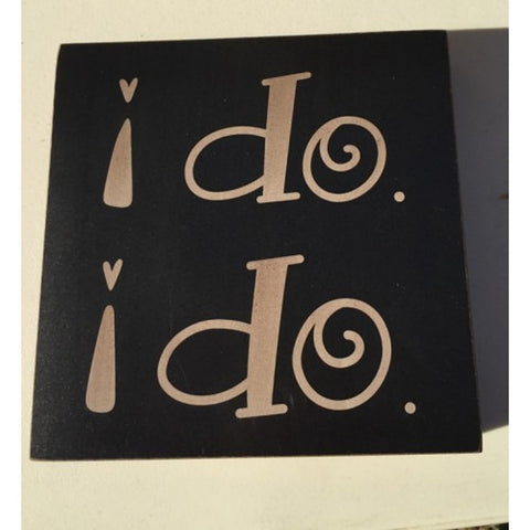 Primitive Wood BOX sIGN  32670D - I Do I Do