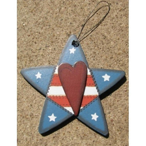 WD1293 - Red White and Blue wood Star