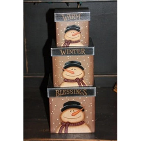 803029-Warm Winter Blessings Snowman set of 3 nesting boxes