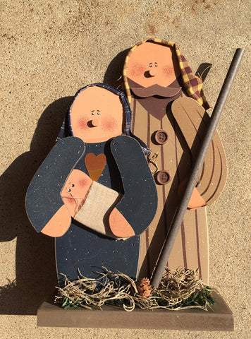 74087MJJ Christmas Primitive Mary Joseph and Baby Jesus