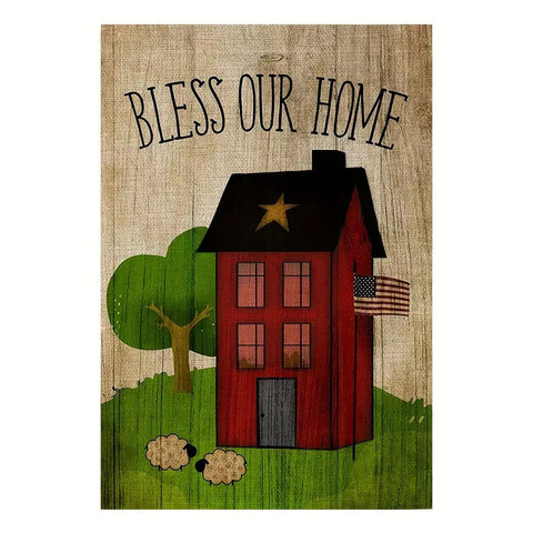 NN134972  Bless Our Home Double-Sided Garden Flag - Rustic Farmhouse Decor