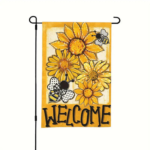 TF3717176 Welcome Spring Summer Garden Flag, Sunflower Floral Bee Flag