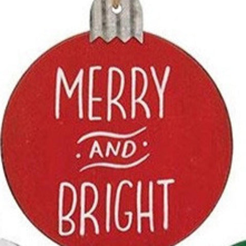 GEAS4321 Merry and Bright wood round ornament